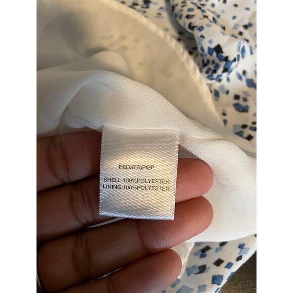 Parker Womens Dress Size Small Blue Geometric Ruffle Tiered Cottagecore Feminine - Picture 4 of 8